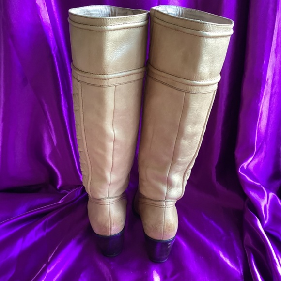 Tan Creamy Leather Fossil High Boots - Picture 7 of 14